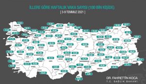 İllere göre haftalık vaka haritası açıklandı: En çok artış Siirt'te