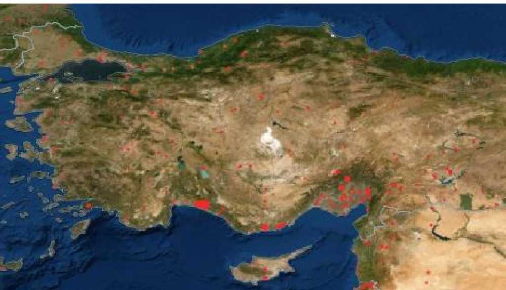 Türkiye'deki yangınlar NASA tarafından böyle görüntülendi