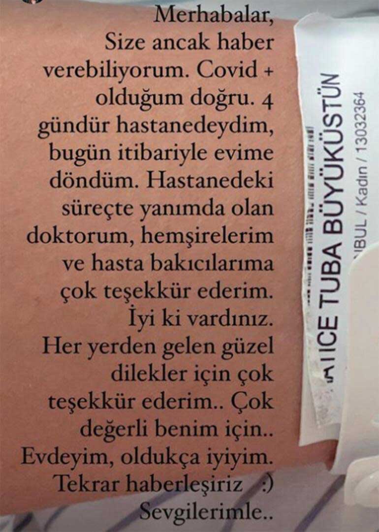 Koronavirüse yakalanan Tuba Büyüküstün: "4 gündür hastanedeydim..." 3 Koronavirüse yakalanan Tuba Büyüküstün: "4 gündür hastanedeydim..."