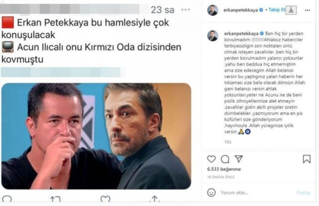 Erkan Petekkaya, Acun Ilıcalı haberine ateş püskürdü: 'En pis küfürleri size gönderiyorum'