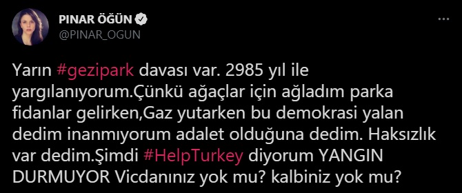 Oyuncu Pınar Öğün’den '#HelpTurkey soruşturması' tepkisi: "Kalbiniz yok mu?"