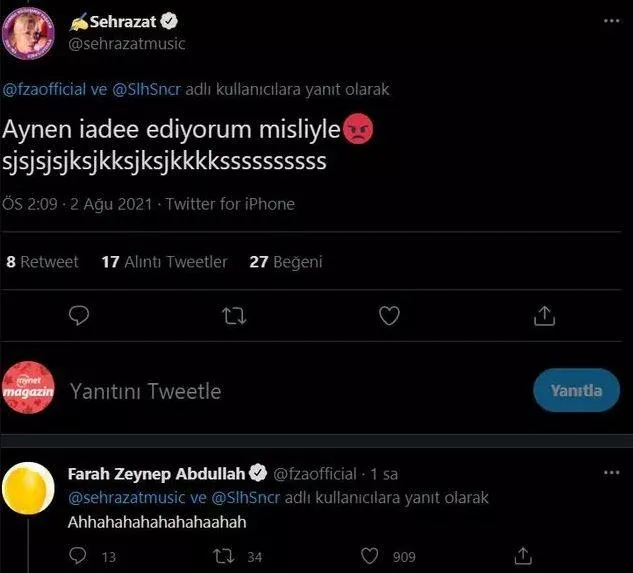 Şehrazat ile Farah Zeynep Abdullah sosyal medyada birbirine girdi!