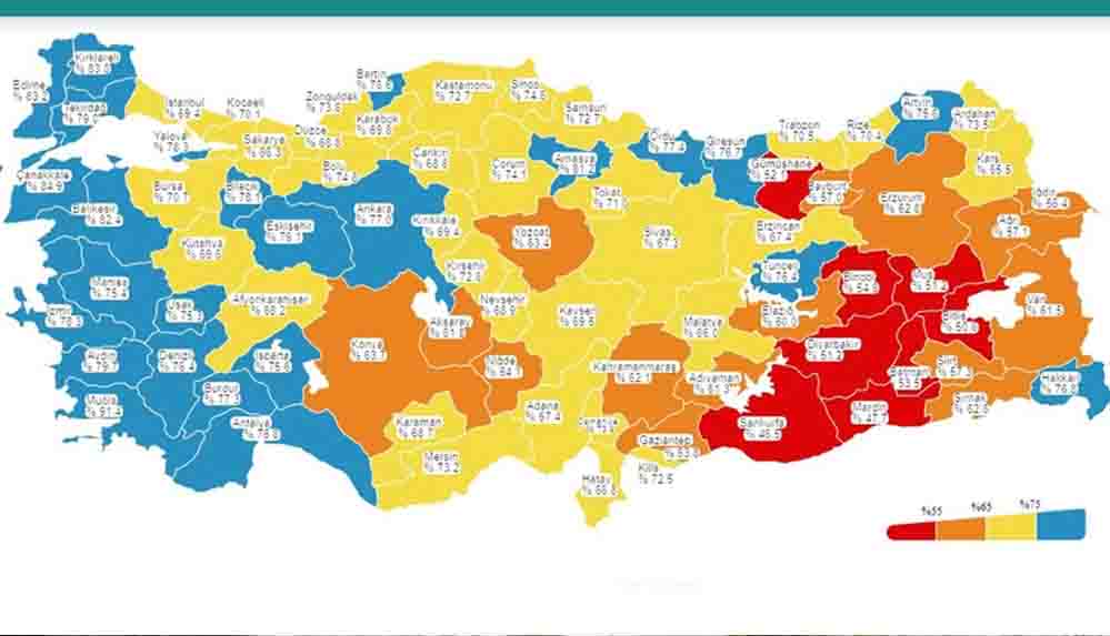 Aşılama haritasında batı illeri 'maviye' büründü