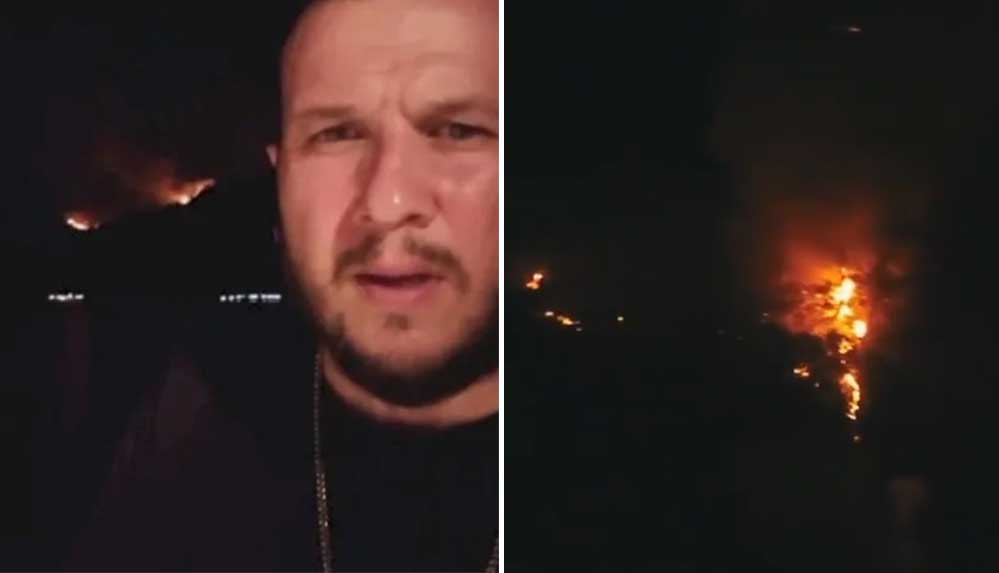 Şahan Gökbakar, yangını drone ile görüntüledi