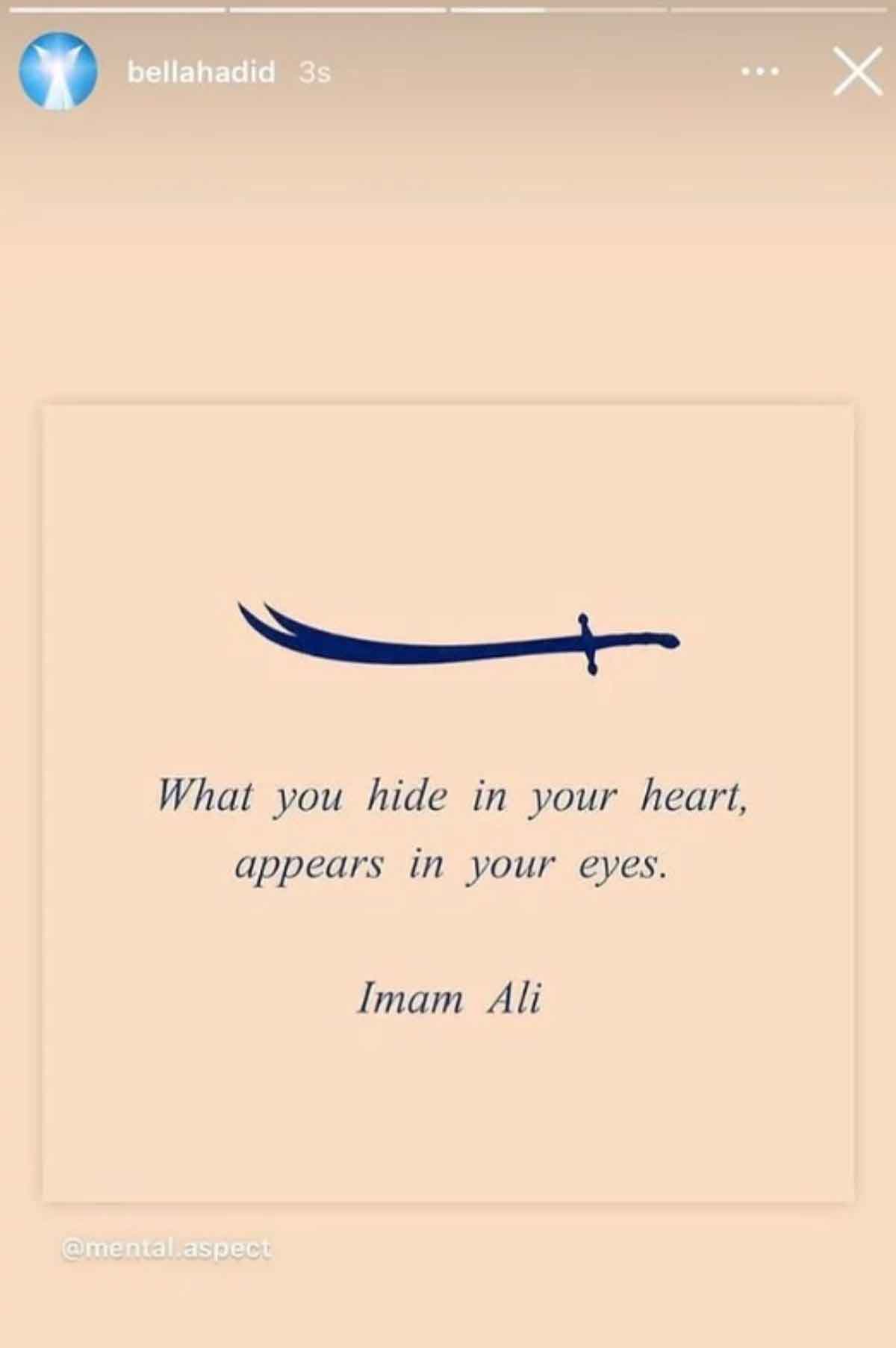 Ünlü model Bella Hadid'ten Zülfikar kılıçlı Hz. Ali paylaşımı