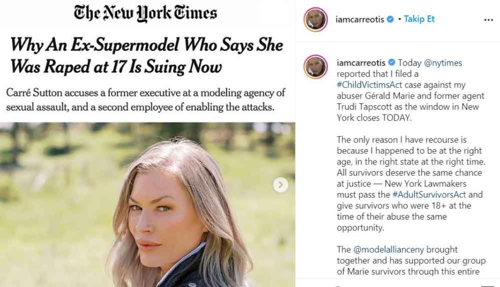 Ünlü model Carre Otis'ten, Gerald Marie hakkında cinsel saldırı davası