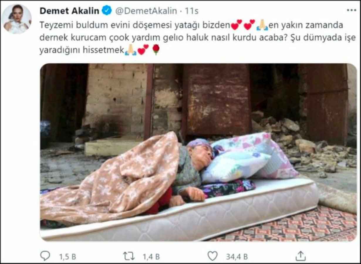 Yangında evi kül olan Fatma teyzeye söz veren Demet Akalın o evin son halini paylaştı