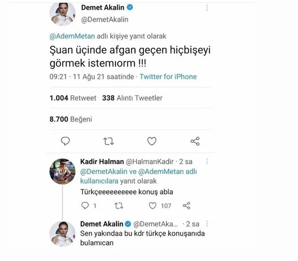 Demet Akalın'dan mülteci tepkisi: "İçinde Afgan geçen bir şey görmek istemiyorum!"