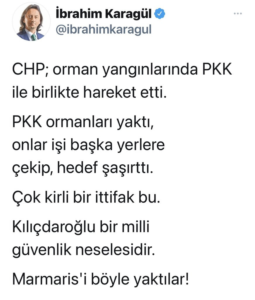 İbrahim Karagül’den akıl almaz yangın paylaşımı: ‘CHP, PKK ile hareket etti’