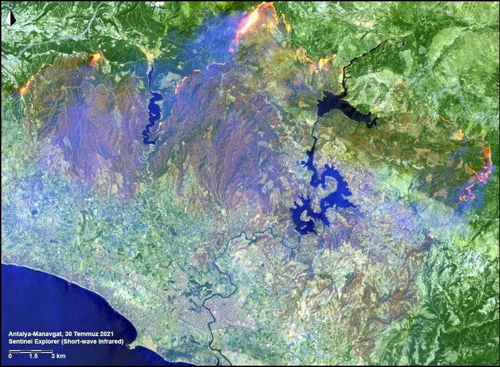 Antalya ve Muğla'daki yangınların uydu görüntüleri geldi! 4 Antalya ve Muğla'daki yangınların uydu görüntüleri geldi!