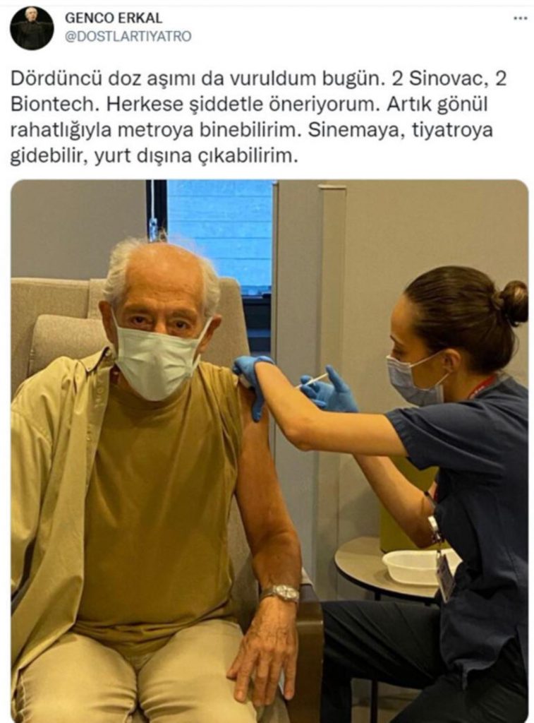Genco Erkal dördüncü doz aşısını oldu