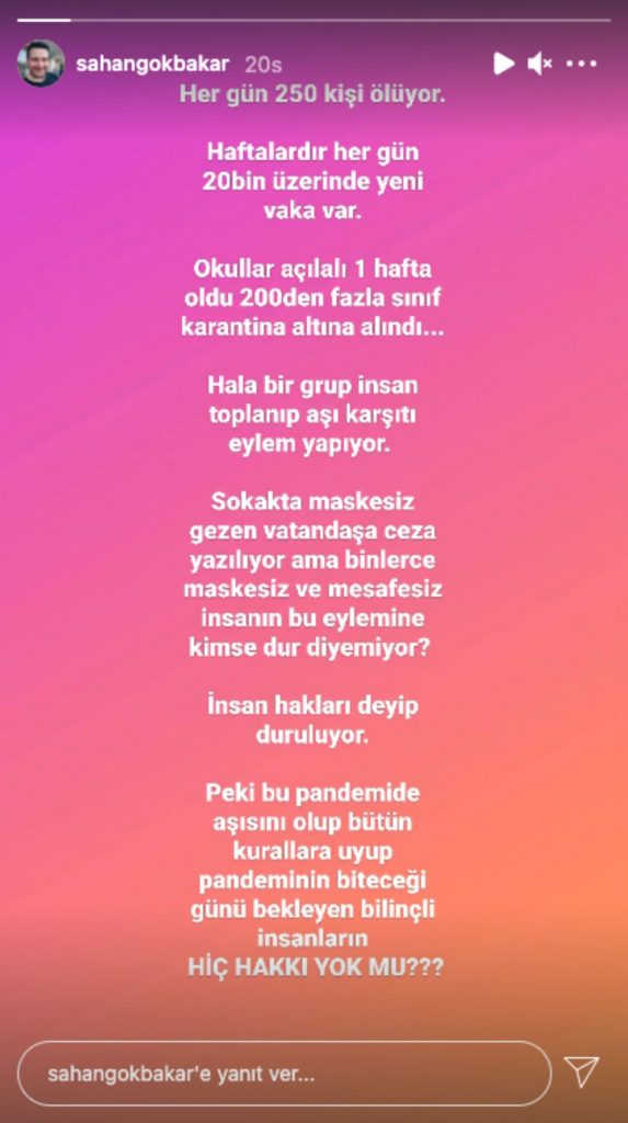 Şahan Gökbakar'dan aşı karşıtı eyleme tepki: 'Kimse dur diyemiyor' 3 Şahan Gökbakar'dan aşı karşıtı eyleme tepki: 'Kimse dur diyemiyor'