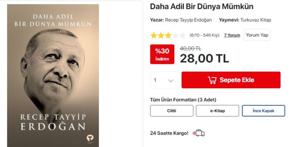 Erdoğan'ın kitabının fiyatı düşürüldü