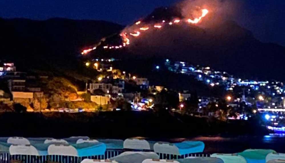 Bodrum'da tarihi Aspat tepelerinde korkutan yangın