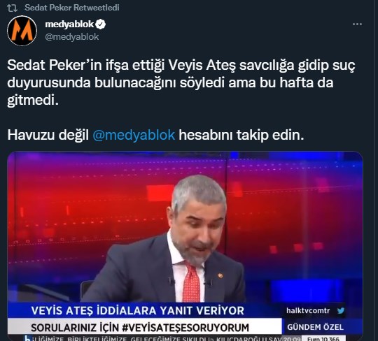 Sedat Peker'den aylar sonra Veyis Ateş’i hatırlatan paylaşım