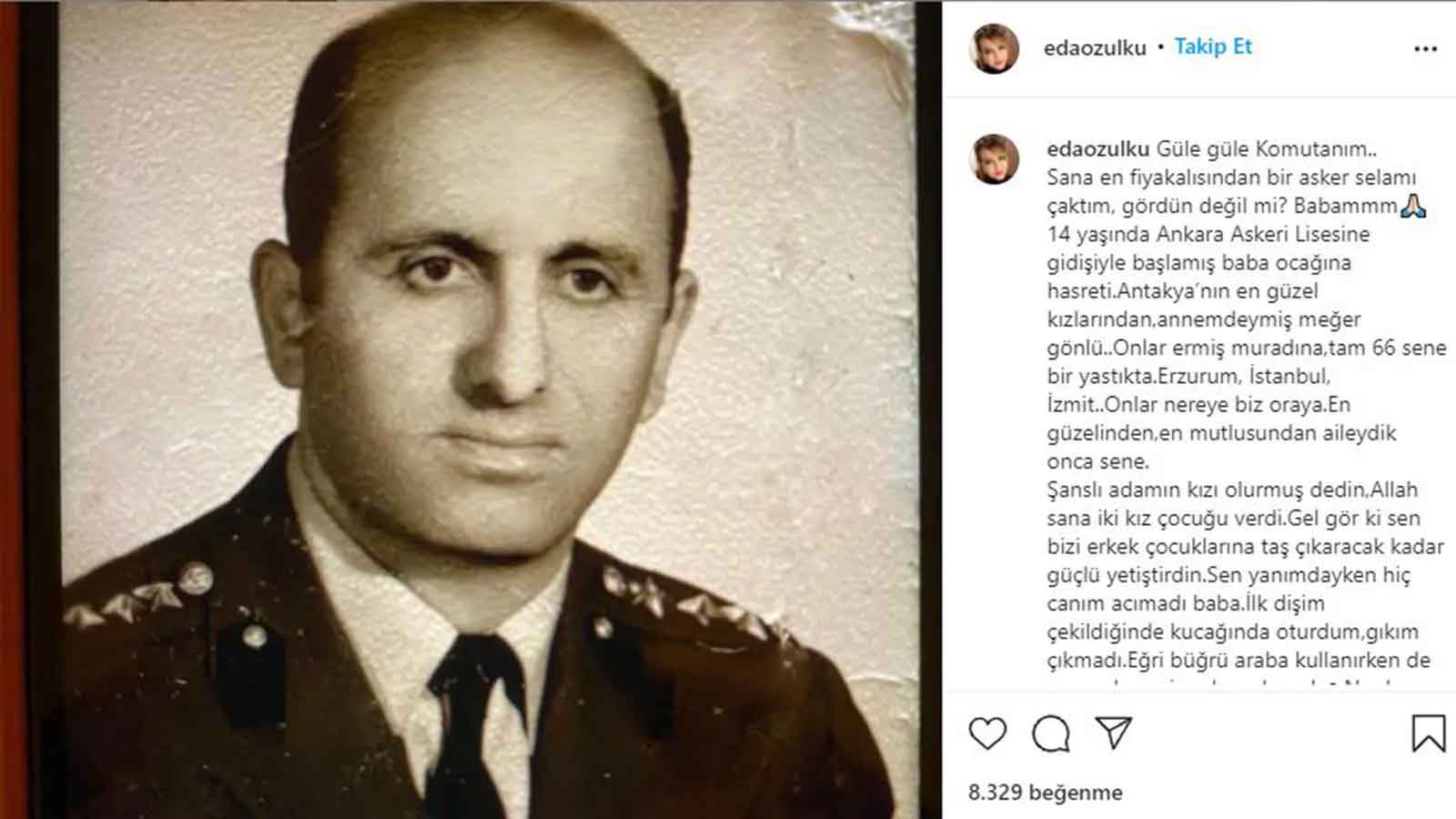 Eda Özülkü babasının acı haberini duyurdu: 'Güle güle komutanım'