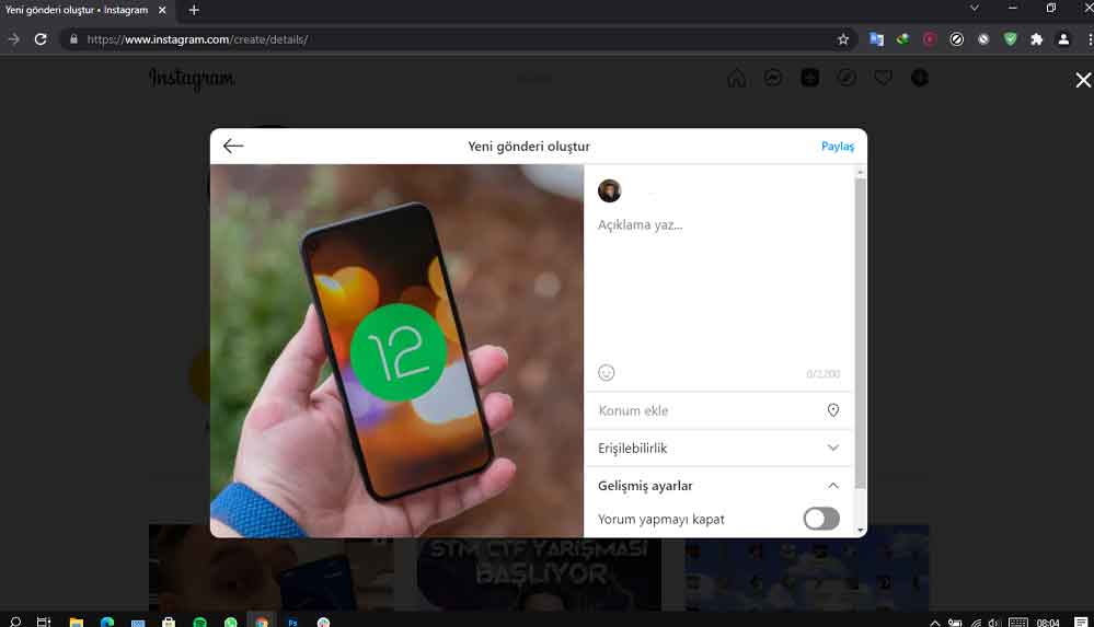 Instagram web sürümünde fotoğraf / video yükleme imkânı Türkiye’de açıldı