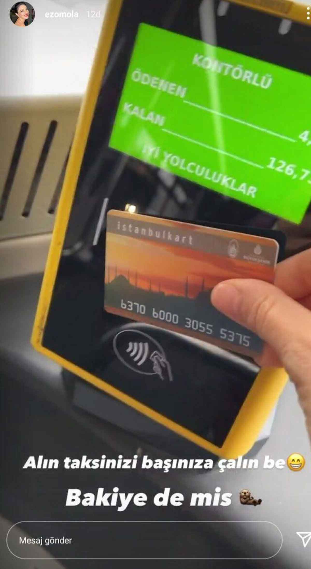 Taksi sorununa tepki gösteren Ezgi Mola, belediye otobüsünden fotoğraf paylaştı