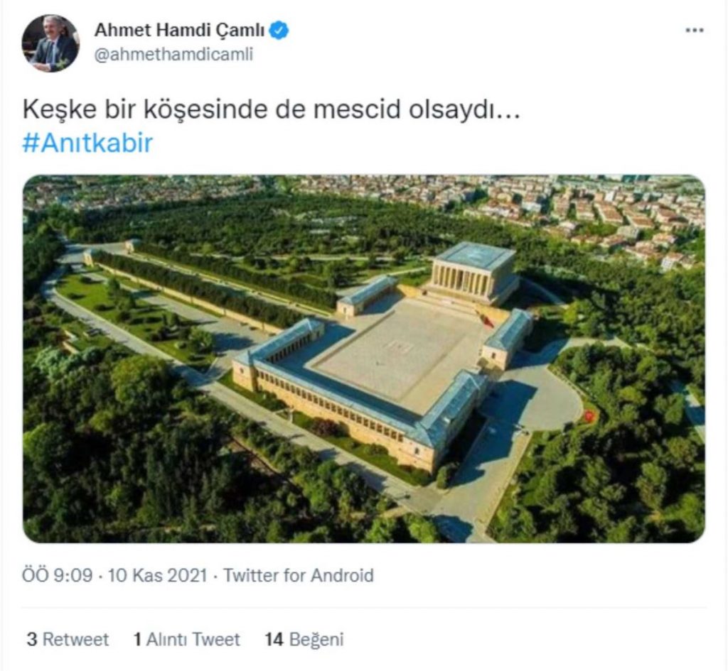 AKP'li Çamlı'dan tepki çeken Anıtkabir paylaşımı