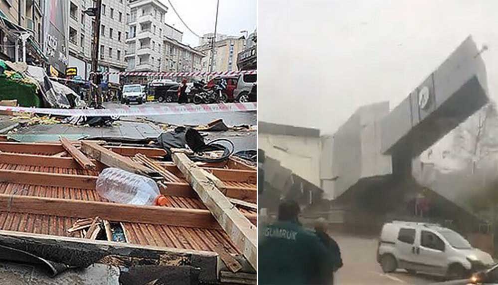 İstanbul'da 'tam fırtına' kabusu: Saat kulesi devrildi, çatılar uçtu