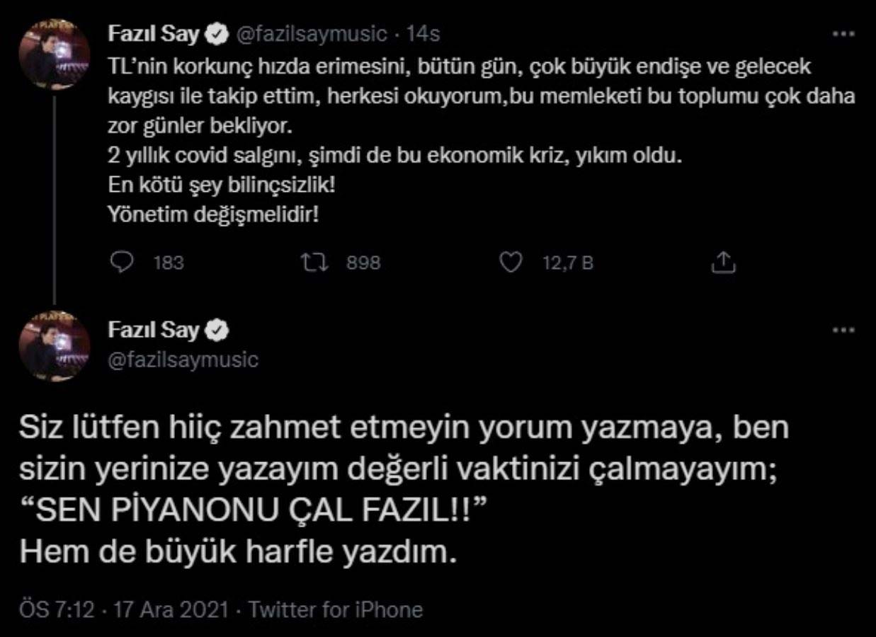 Fazıl Say'dan ekonomi eleştirisi: "En kötü şey bilinçsizlik! Yönetim değişmelidir!"