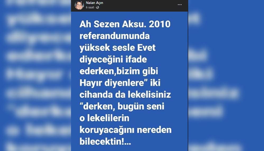 Akrep Nalan'dan Sezen Aksu'ya: Bugün seni lekelilerin koruyacağını nereden bilecektin