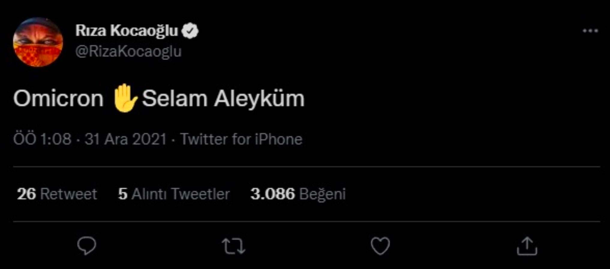 Ünlü oyuncu Rıza Kocaoğlu Omicron varyantına yakalandı