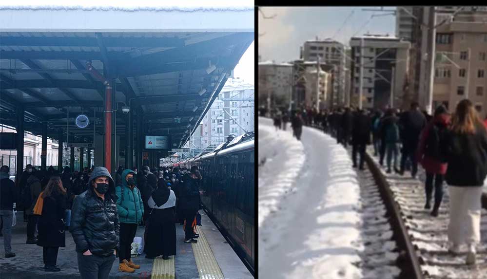 Marmaray arıza yaptı, yolcular raylarda yürüdü