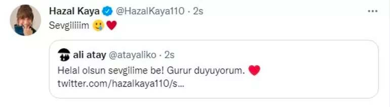 Ali Atay'dan Hazal Kaya'ya: Helal olsun sevgilime be! Gurur duyuyorum