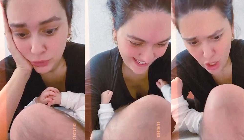 Bergüzar Korel 3 aylık kızı Leyla ile konuştuğu anları paylaştı