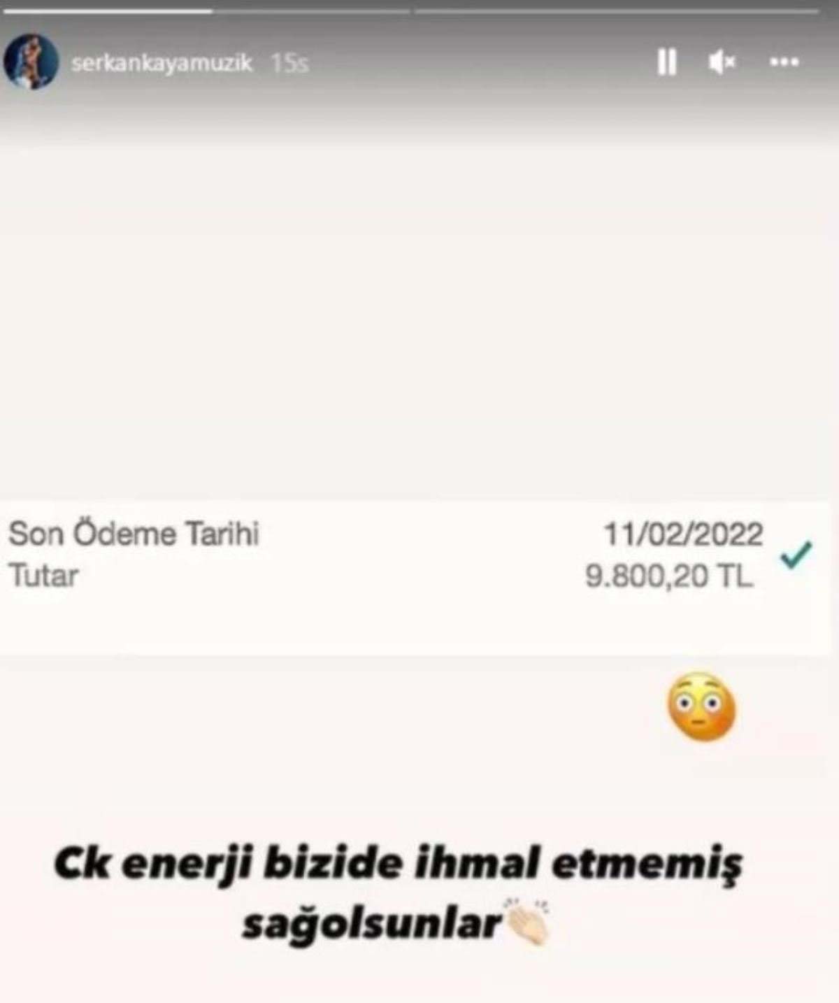 Faturasını isyan ederek paylaşan Serkan Kaya: "Bizi de ihmal etmemişler, sağolsunlar"