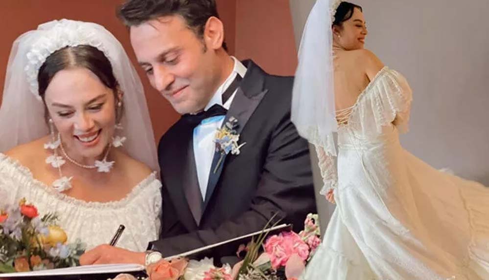 Levent Babataş ile nikah masasına oturan Demet Evgar nikahında annesinin gelinliğini giydi