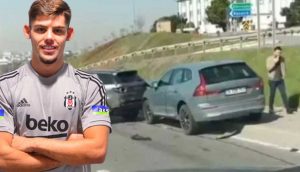 Beşiktaşlı oyuncu Montero'nun trafik kazası yaptığı anlar güvenlik kamerasına yansıdı