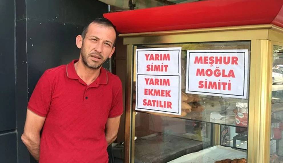 Muğla'da bir büfe yarım ekmek ve yarım simit satmaya başladı