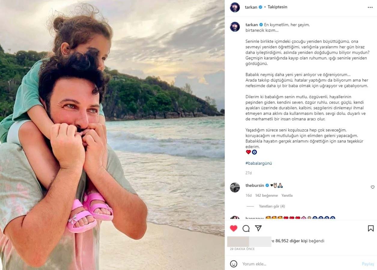 Tarkan'dan duygulandıran 'Babalar Günü' mesajı: "En kıymetlim, her şeyim, birtanecik kızım…"
