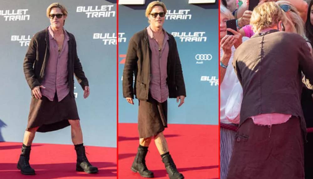 Brad Pitt film galasına etek giydi, sosyal medyada gündem oldu