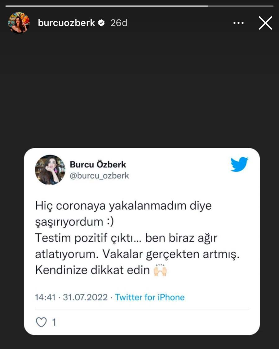 Burcu Özberk Koronavirüse yakalanadı: "Vakalar gerçekten artmış. Ben biraz ağır atlatıyorum..."