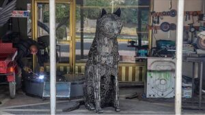 İranlı heykeltıraştan 650 kilogramlık Van Kedisi heykeli