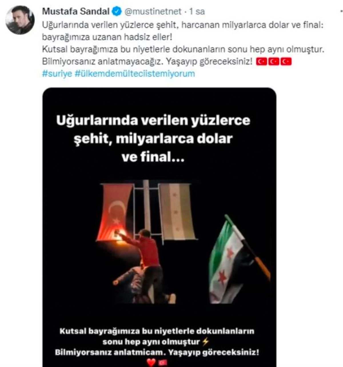 Mustafa Sandal'dan, Türk bayrağının yakılmasına sert tepki: 'Uğurlarında harcanan milyarlarca dolar ve final'