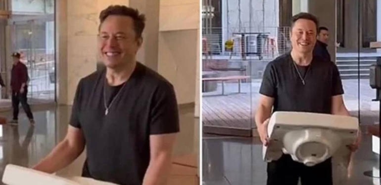 Elon Musk, Twitter merkezine girerken elinde lavabo taşıdı