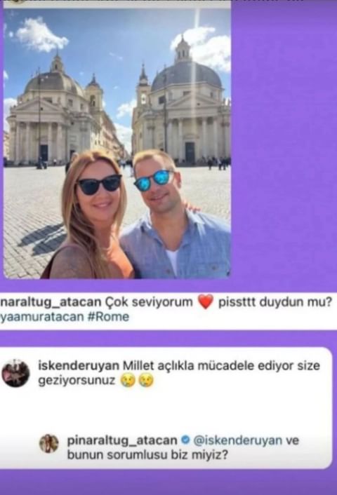 Pınar Altuğ'dan 'Millet açlıkla mücadele ediyor, siz geziyorsunuz' yorumuna yanıt