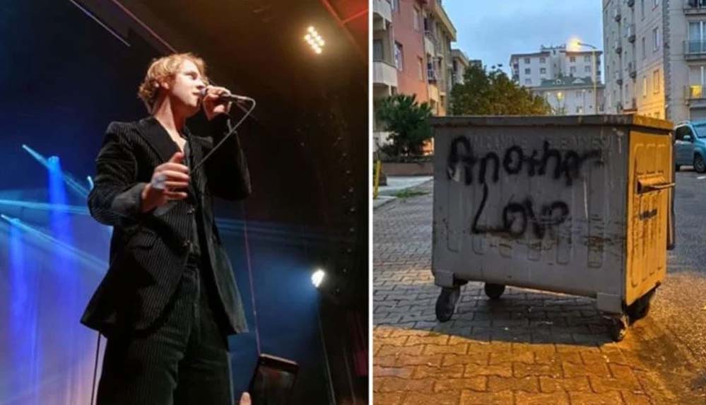 İngiliz şarkıcı Tom Odell Ümraniye'de bir çöp konteynerini paylaştı