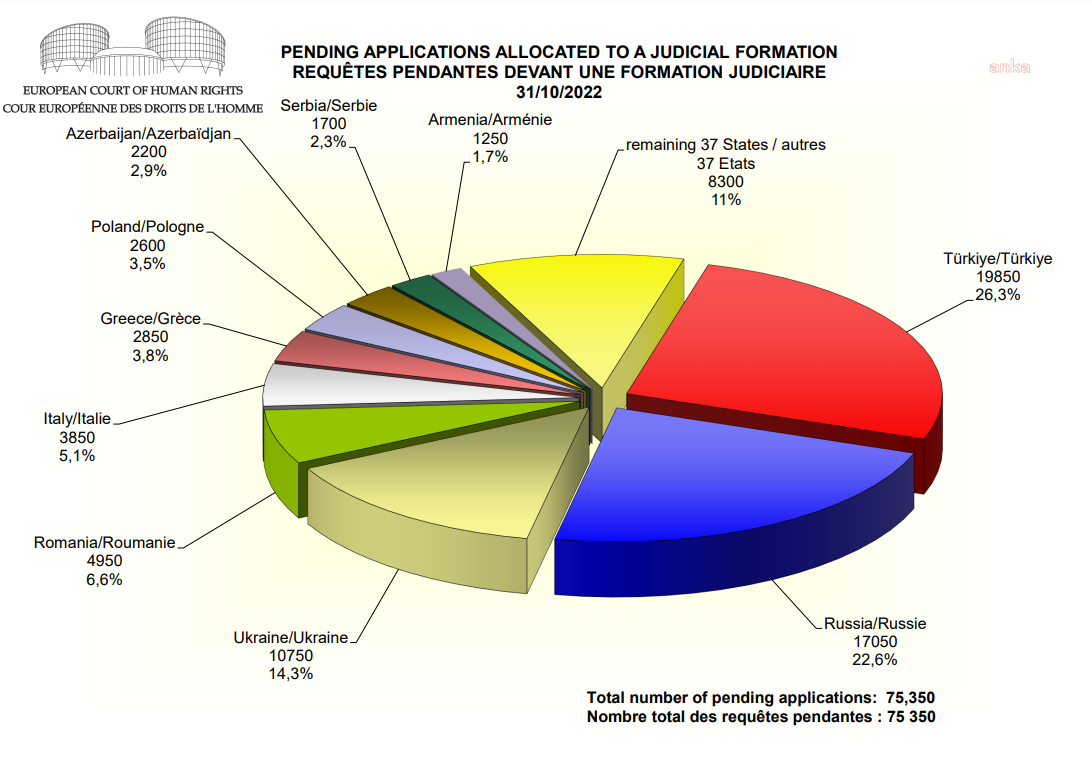 AİHM'e en çok başvuru Türkiye'den