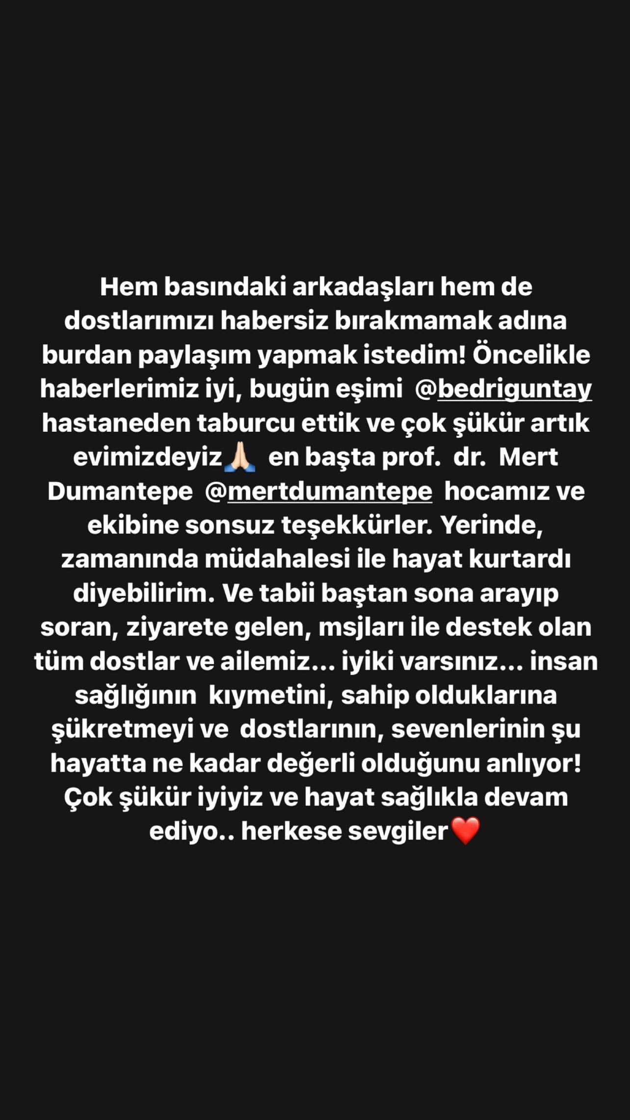Akciğer damarları tıkanmıştı: Pelin Karahan eşi Bedri Güntay'ın sağlık durumunu açıkladı