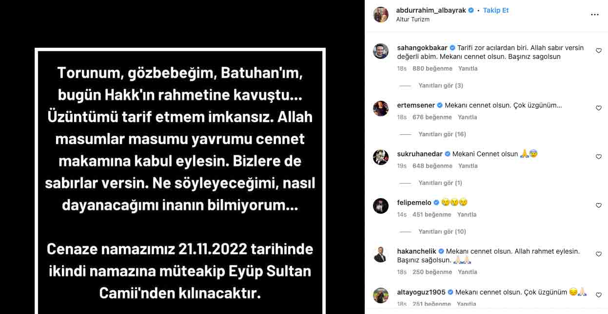 Eski Galatasaray yöneticisi Abdurrahim Albayrak'ın torunu Batuhan Bostancı'nın intihar ettiği öne sürüldü