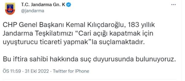Emniyet ve Jandarma'dan Kılıçdaroğlu hakkında suç duyurusu