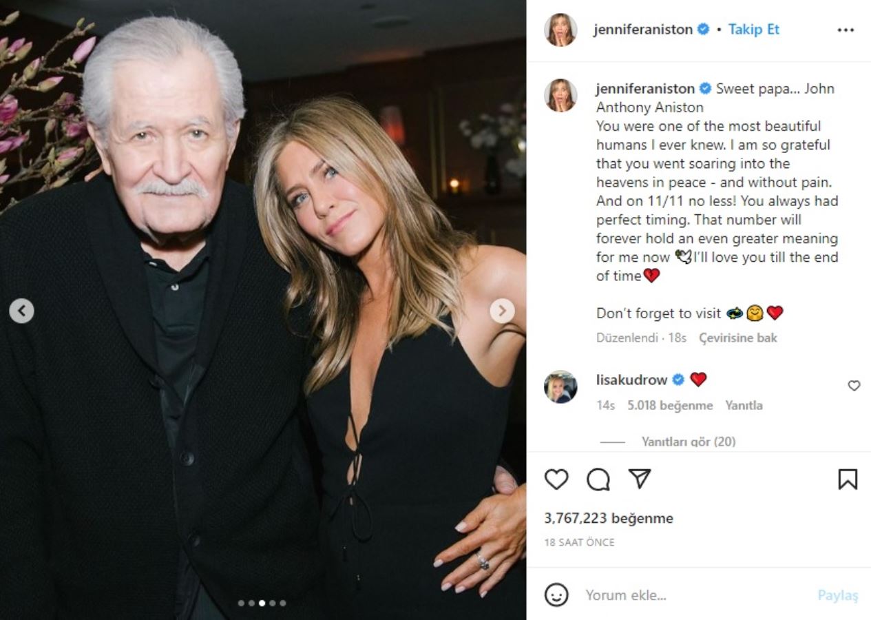 Jennifer Aniston'ın babası John Aniston yaşamını yitirdi: Seni zamanın sonuna kadar seveceğim