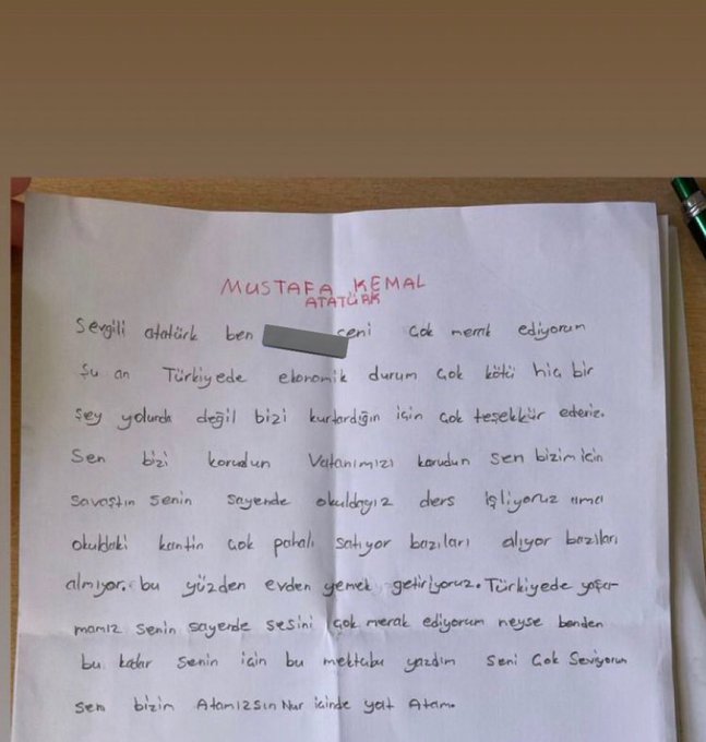 İlkokul öğrencisinin Atatürk’e yazdığı mektup duygulandırdı: Kantin çok pahalı