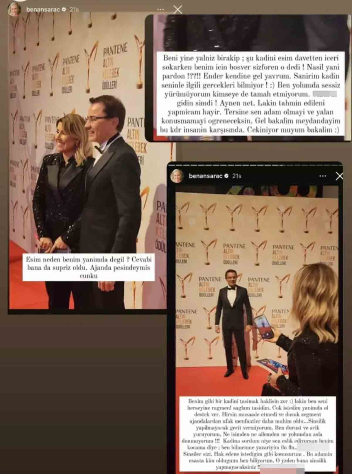 Ender Saraç 'Altın Kelebek'e başka bir kadınla katıldı, eşi Benan Saraç ifşa etti: “Kendine gel yavrum!”