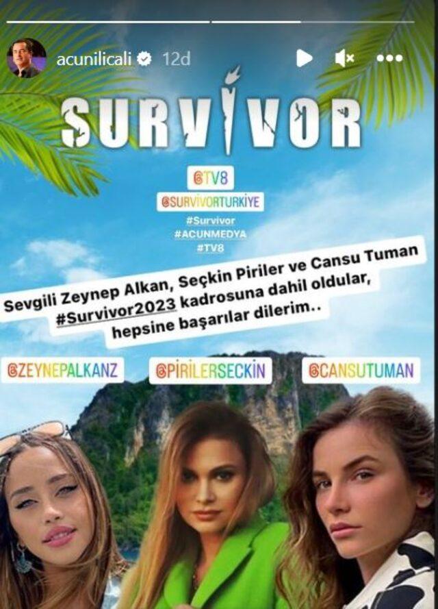 Acun Ilıcalı Survivor’a katılacak 3 kadın yarışmacıyı açıkladı: Zeynep Alkan, Seçkin Piriler ve Cansu Tuman...